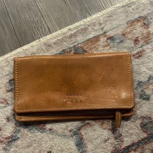 Fossil Brown Leather Clutch